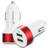 Dual USB Car Charger - White Charger / Red Frame