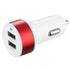Dual USB Car Charger - White Charger / Red Frame