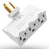 3 Outlet Grounded Swiveling Wall Tap Power Adapter- 125VAC 15A - Mini Portable Travel Direct Plug-In Wall Mount - White
