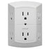 6 Outlet Grounded Wall Tap Power Adapter 3 sided - 125VAC 15A- White