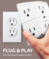 6 Outlet Grounded Wall Tap Power Adapter 3 sided - 125VAC 15A- White