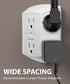 6 Outlet Grounded Wall Tap Power Adapter 3 sided - 125VAC 15A- White
