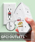 6 Outlet Grounded Wall Tap Power Adapter 3 sided - 125VAC 15A- White