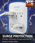 6 Outlet Grounded Wall Tap Power Adapter Surge Protector 15A - 1200 Joules - 125VAC 15A -White