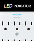 6 Outlet Grounded Wall Tap Power Adapter Surge Protector 15A - 1200 Joules - 125VAC 15A -White
