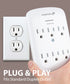 6 Outlet Grounded Wall Tap Power Adapter Surge Protector 15A - 1200 Joules - 125VAC 15A -White