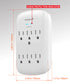 6 Outlet Grounded Wall Tap Power Adapter Surge Protector 15A - 1200 Joules - 125VAC 15A -White