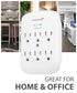 6 Outlet Grounded Wall Tap Power Adapter Surge Protector 15A - 1200 Joules - 125VAC 15A -White