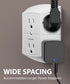 6 Outlet Grounded Wall Tap Power Adapter 3 sided -125VAC 15A- White