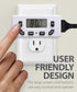 [ETL Listed] 125V/15A/60Hz 24 Hour Programmable Timer for Single Polarized Outlet w/ 1 On/Off Program Setting White