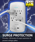6 Outlet Grounded Wall Tap Surge Protector 15A Wall Tap Power Adapter with 2 USB Ports - 1200 Joules