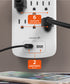 6 Outlet Grounded Wall Tap Surge Protector 15A Wall Tap Power Adapter with 2 USB Ports - 1200 Joules
