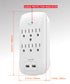 6 Outlet Grounded Wall Tap Surge Protector 15A Wall Tap Power Adapter with 2 USB Ports - 1200 Joules