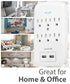 6 Outlet Grounded Wall Tap Surge Protector 15A Wall Tap Power Adapter with 2 USB Ports - 1200 Joules