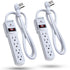 [ETL Listed] AC125V/15A/60Hz 490J 4-Outlet US Power Strip with Flat Plug and 3FT Power Cord - White
