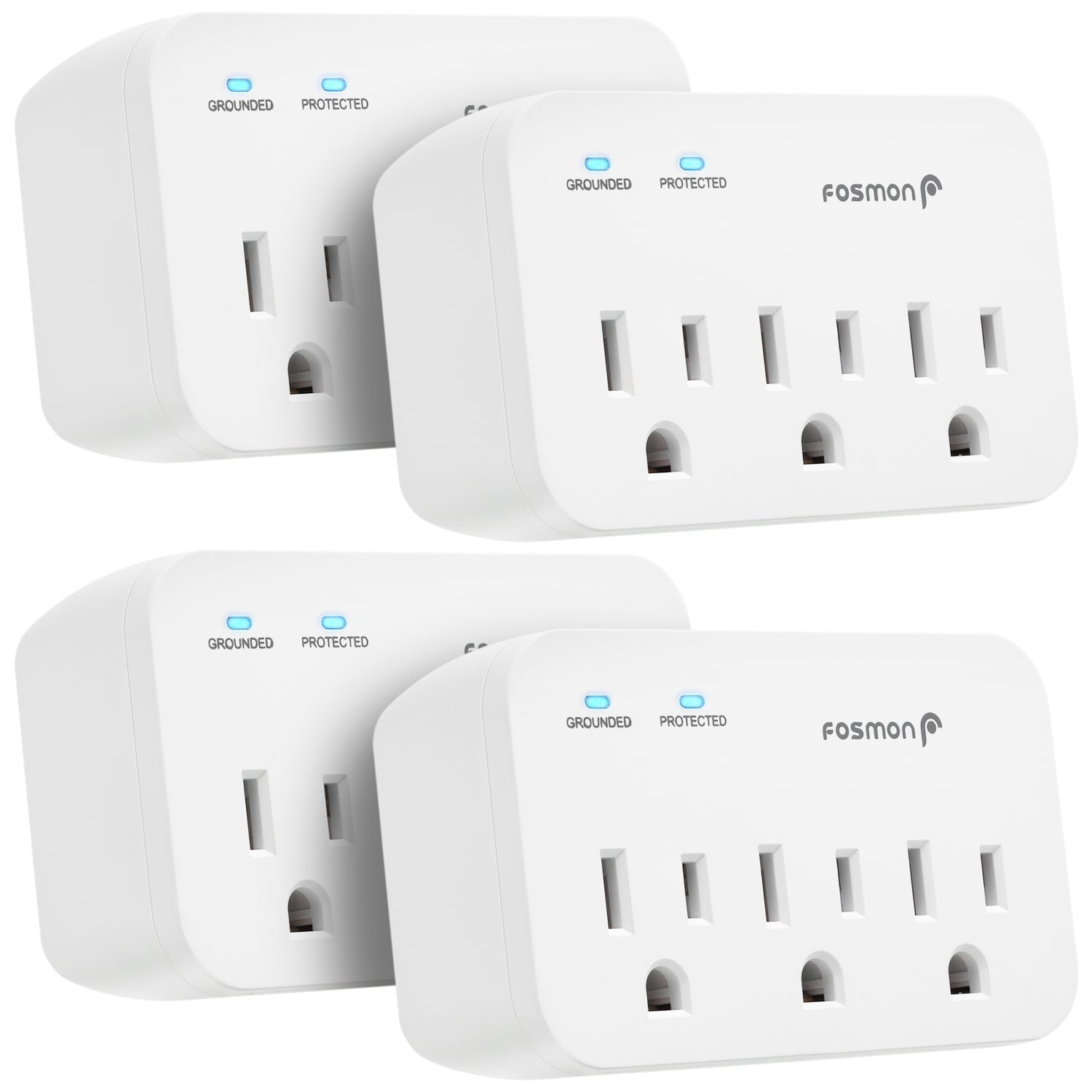 Fosmon Refrigerator Surge Protector, 3 Outlet Heavy Duty Appliance Surge Protector with High Joules for Fridge, Microwave, Washing Machine, Garage Door, 1200J, 1875 Watts, 3 Prong, ETL Listed- 4 Pack