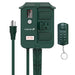 Fosmon [UL Listed] 125V/15A/60Hz Outdoor 6-Grounded Weatherproof Stake Timer w/ Remote - Green