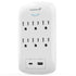 [ETL Listed] AC125V/15A/60Hz 6-Outlet US Wall Mount Surge Protectr (1225J), w/ Surge Protector Indicator, USB-C (3A) & USB-A (1A) Port – White