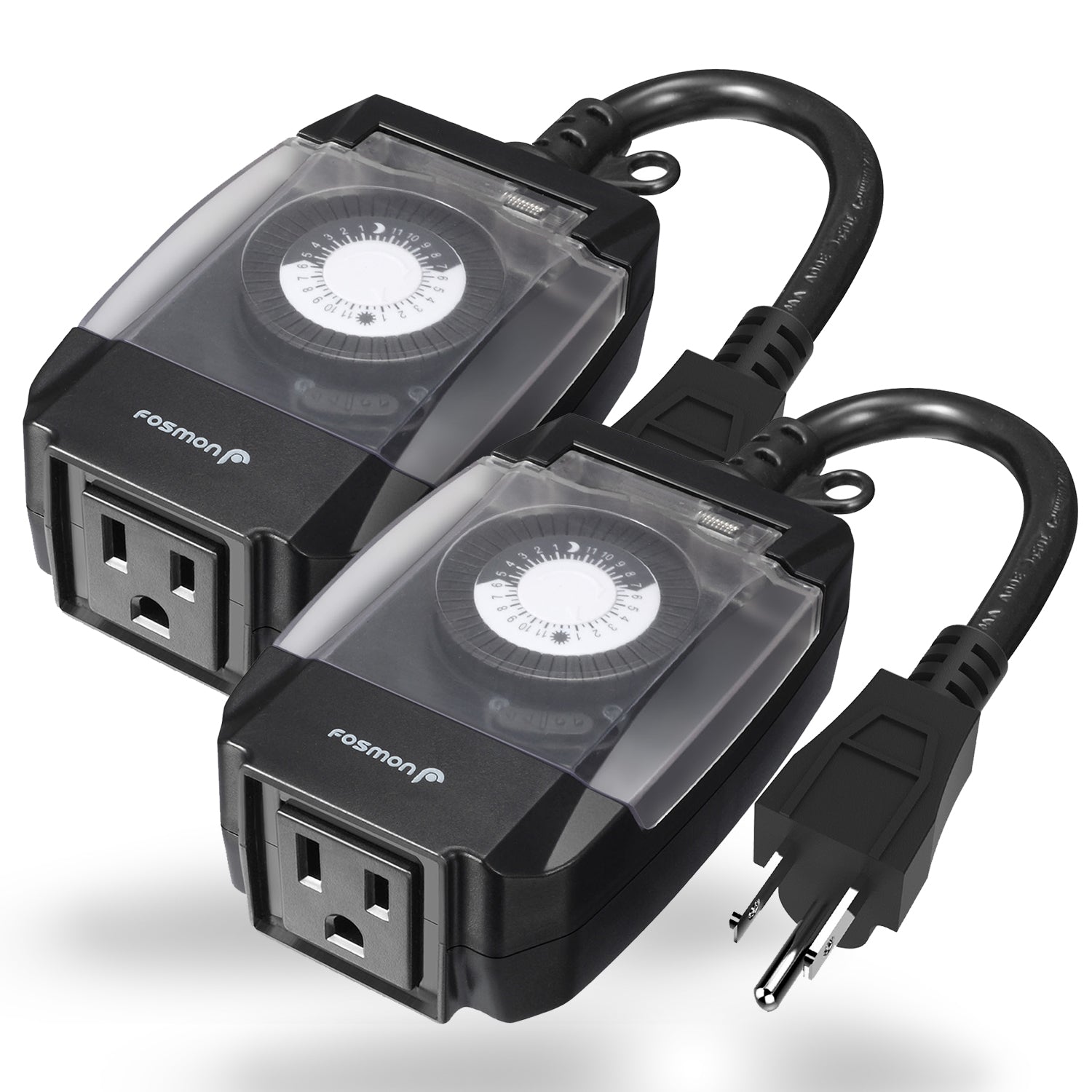 [ETL Listed] 125V/15A 24-Hour Outdoor Mechanical Outlet Timer with One US Socket Outlet - Black