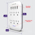 [ETL Listed] AC125V/15A/60Hz 6 Outlet US Wall Mount Surge Protector (1,225J), 4 Port USB (4.2A) White