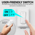 WavePoint [ETL Listed] 125V/15A Wireless Outlet Plug with Wall Switch & Braille (On/Off) Mark White