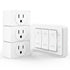 WavePoint [ETL Listed] 125V/15A Wireless Outlet Plug with 3 Button Wall Switch & Braille (On/Off) Mark White (3 US Outlet + 1 Remote Control w/ 3 buttons)