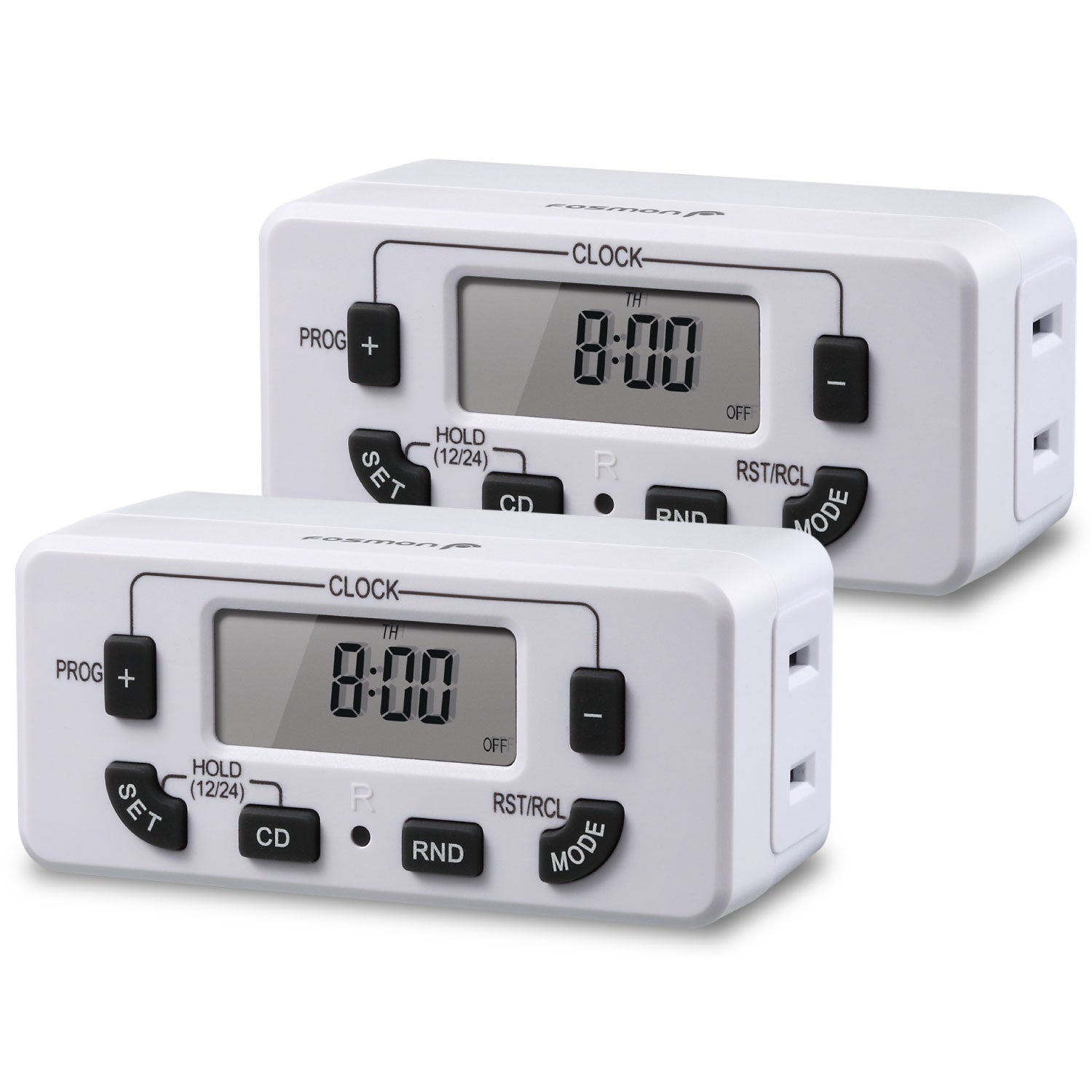 [ETL Listed] 125V/15A/60Hz Weekly Programmable Timer for Single Polarized Outlet w/ 10 On/Off Program Setting White