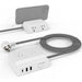 Fosmon Flat Plug Power Strip, Extension Cord with 4 Outlets 3 USB Ports, Mini Desktop Power Strip 5ft, Multi-Port USB Charger with Phone Stand for Travel, Home, Dorm, Office Essentials, ETL Listed