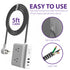 [ETL Listed] 125V/10A 4 Outlet Power Extension w/x1 USB C (3A) & x2 USB A (2.4A), & Fabric Braided Cable 5FT White