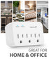 [ETL Listed] 125V/15A/60Hz 3 Outlet Wall Mount Surge Protector (1,200J), w/ Ground Indicator White
