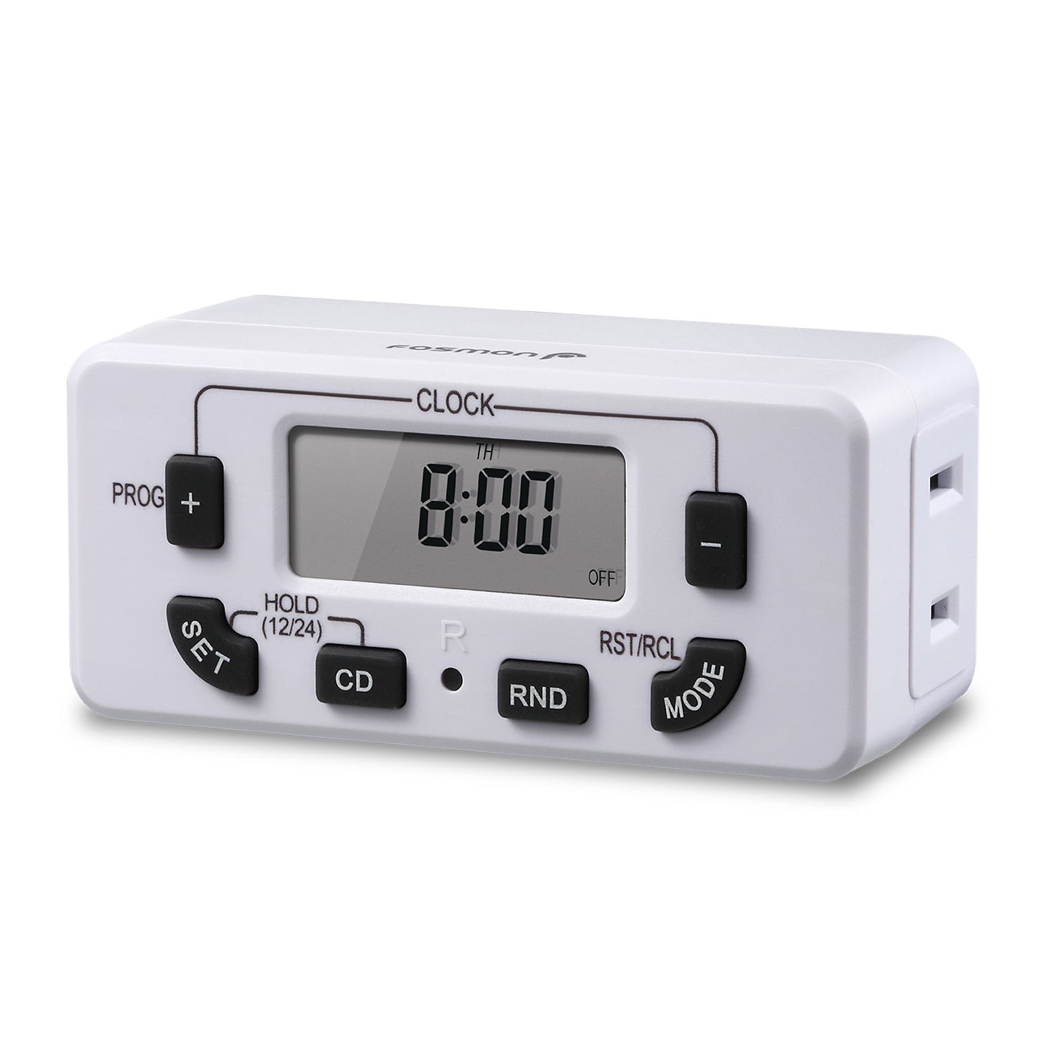 [ETL Listed] 125V/15A/60Hz Weekly Programmable Timer for Single Polarized Outlet w/ 10 On/Off Program Setting - White