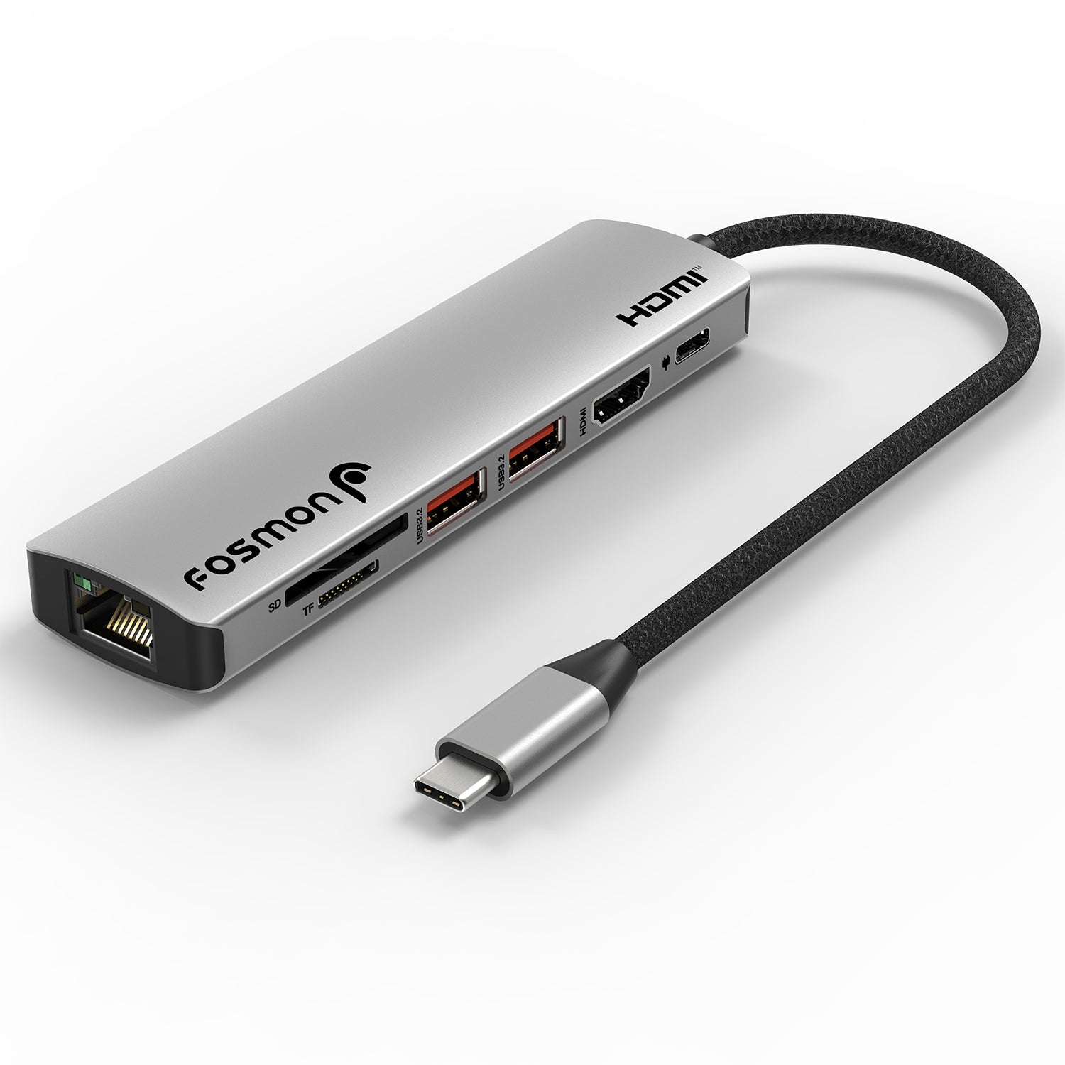 7-in-1 USB-C 3.1 Dock to HDMI 4K@60Hz Adapter with PD 3.0 Type-C Charging Dongle, 2x USB 3.2 GEN2 Hub, TF(Micro-SD)/SD3.0, 1000M RJ45 Ethernet Compatible with MacBook Pro/Air, iPad, Chromebook