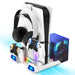 Fosmon for PS5/Slim/Pro Cooling Station and Charging Stand Vertical Controller Charger, Fan Cooler System with RGB Light,15 Game Slot, USB Port, Gaming Headset Holder for PS5 Console Accessories Kit