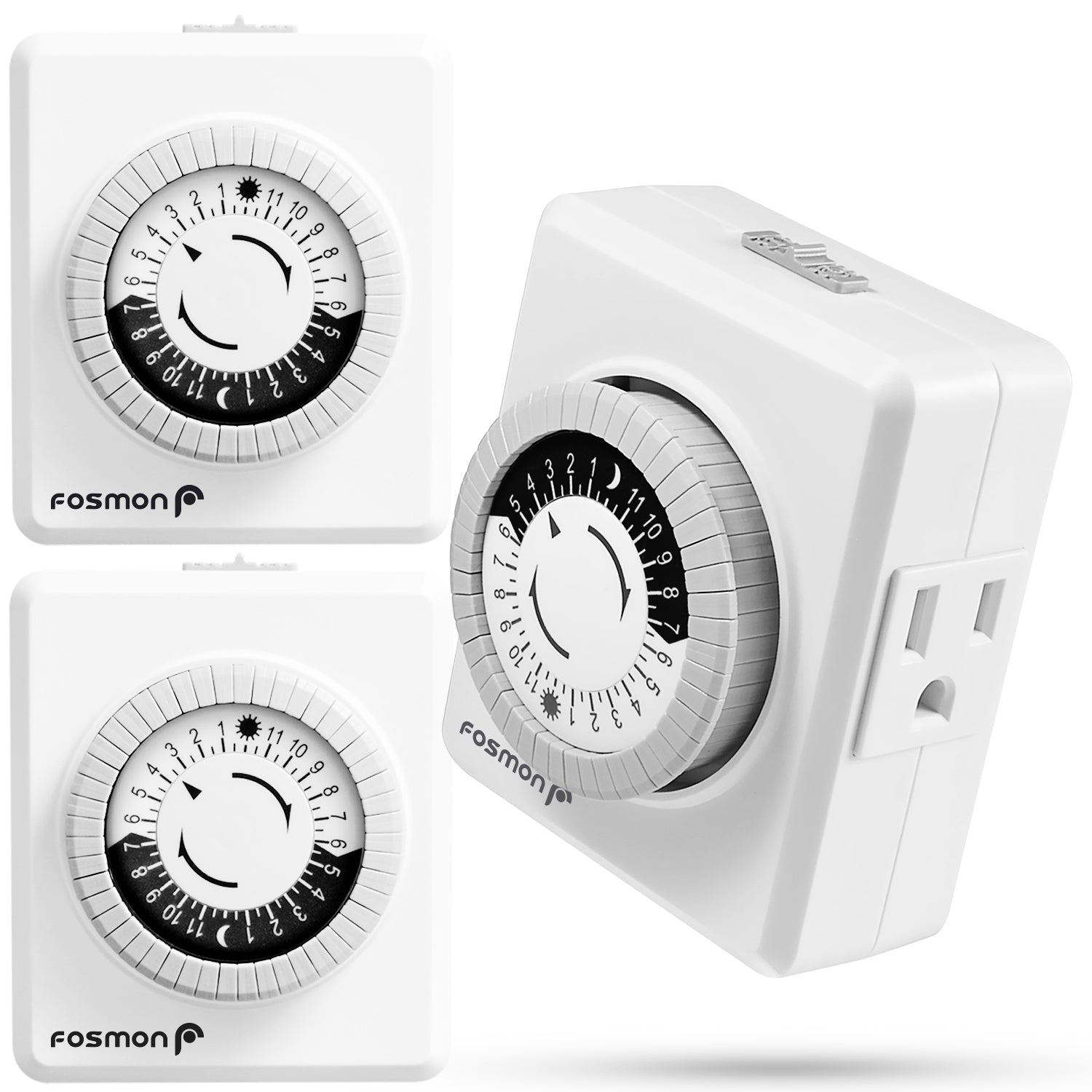 [ETL Listed] 125V/15A 24-Hour Mechanical Outlet Timer with Two US Socket Outlets - White