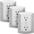 [ETL Listed] AC125V/15A/60Hz 3-Outlet US Swivel Wall Tap - White