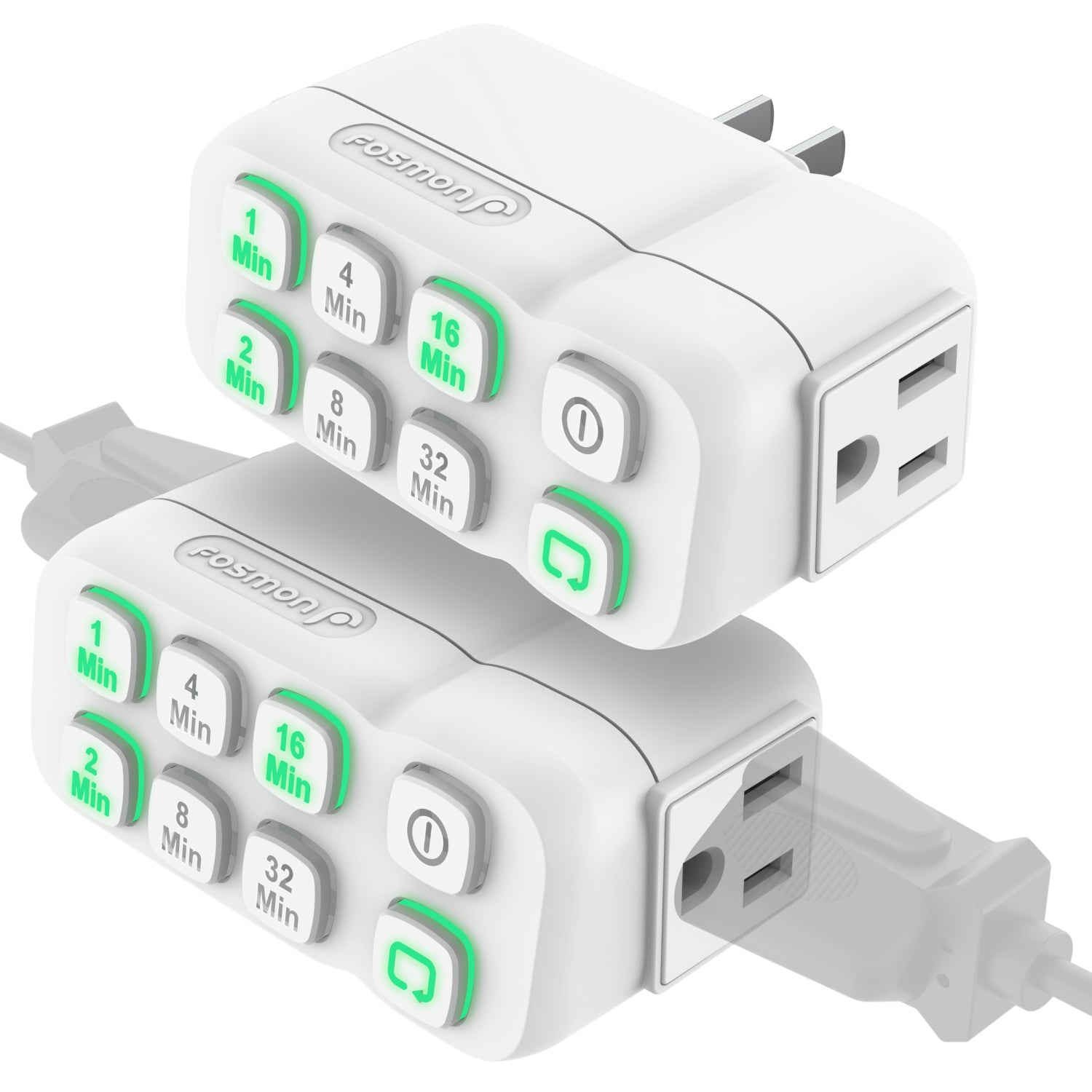 [ETL Listed] 125V/15A/60Hz 63 Minute Plug-in Countdown Timer w/ 2 Grounded Outlets - White