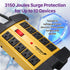 [ETL Listed] 125/15A Heavy Duty 10-Outlet Power Strip Surge Protector (3,150J) w/ On/Off Switch - 15FT - Yellow/Black