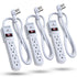[ETL Listed] AC125V/15A/60Hz 4-Outlet US Power Strip with Flat Plug and 3FT Power Cord - White