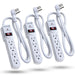 [ETL Listed] AC125V/15A/60Hz 4-Outlet US Power Strip with Flat Plug and 3FT Power Cord - White