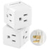 Fosmon 3 Outlet Grounded Wall Tap Power Adapter - 125VAC 15A - Mini Portable Travel Direct Plug-In Wall Mount -White - 2 Pack