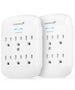 Fosmon 6-Outlet Power Strip Surge Protector 1200 Joules, Wall Mount Adapter Tap, Multi-Plug Outlet Wall Charger Extender, Charging Station, ETL Listed for Home, Dorm Room & Office (2 Pack) - White