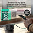 Fosmon 35W International Travel Adapter: US, EU, UK, & AU with Built-in USB-C Cable - Black (Input: 100-250V)