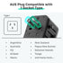 Fosmon Universal Travel Adapter Worldwide with Built-in USB C Cable, 35W GaN III/PD Fast Charging International Travel Plug Adapter, 6 in 1 Power Charger Outlet with 4 USB Ports for US to EU UK AUS