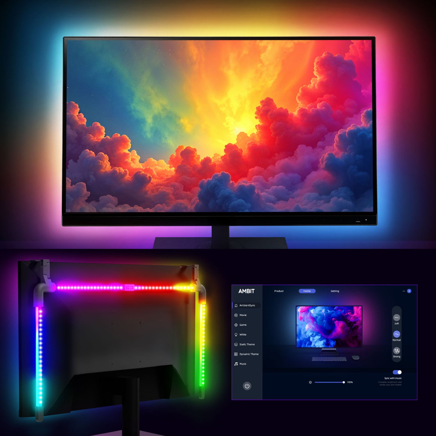 Fosmon Gaming Light for PC Monitors – Fits 27–32”, Adjustable RGB