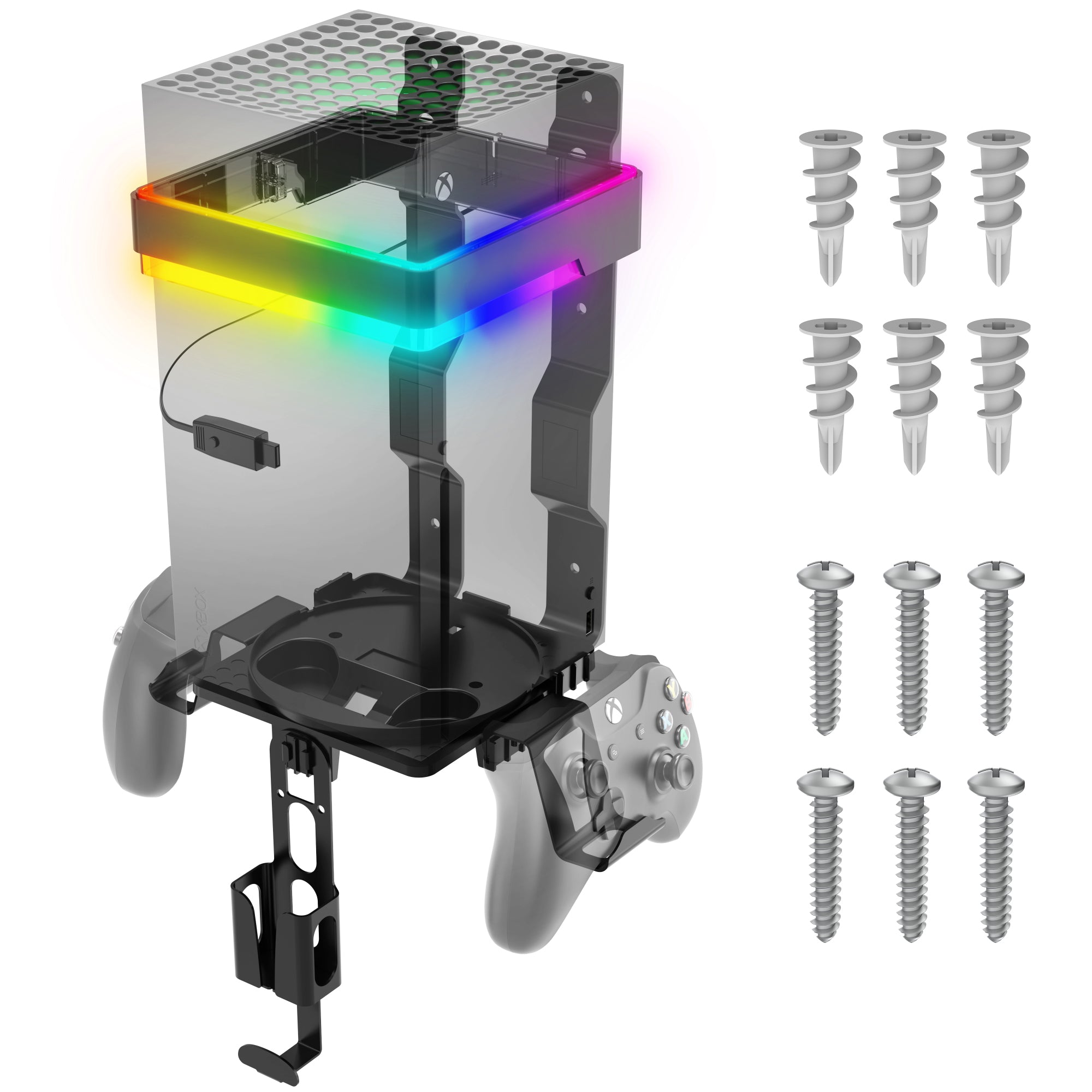 Xbox Series S and X RGB Wall Mount with Dual Controller Dock - Black
