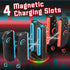 Fosmon for Nintendo Switch 2 JoyCon 2 Charger, 4 in 1 Charging Dock Dual-Direction Magnetic Fast Station with 9 RGB Light, Intelligent Protection for Switch2 2025 Joy con Controller Accessories, Black