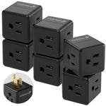 Fosmon 3-Outlet US Wall Tap Adapter, ETL Listed Grounded 3-Prong Expander, Black, 15A/125V/1875W