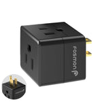 Fosmon 3-Outlet US Wall Tap Adapter, ETL Listed Grounded 3-Prong Expander, Black, 15A/125V/1875W