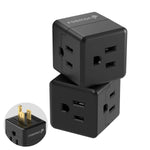 Fosmon 3-Outlet US Wall Tap Adapter, ETL Listed Grounded 3-Prong Expander, Black, 15A/125V/1875W