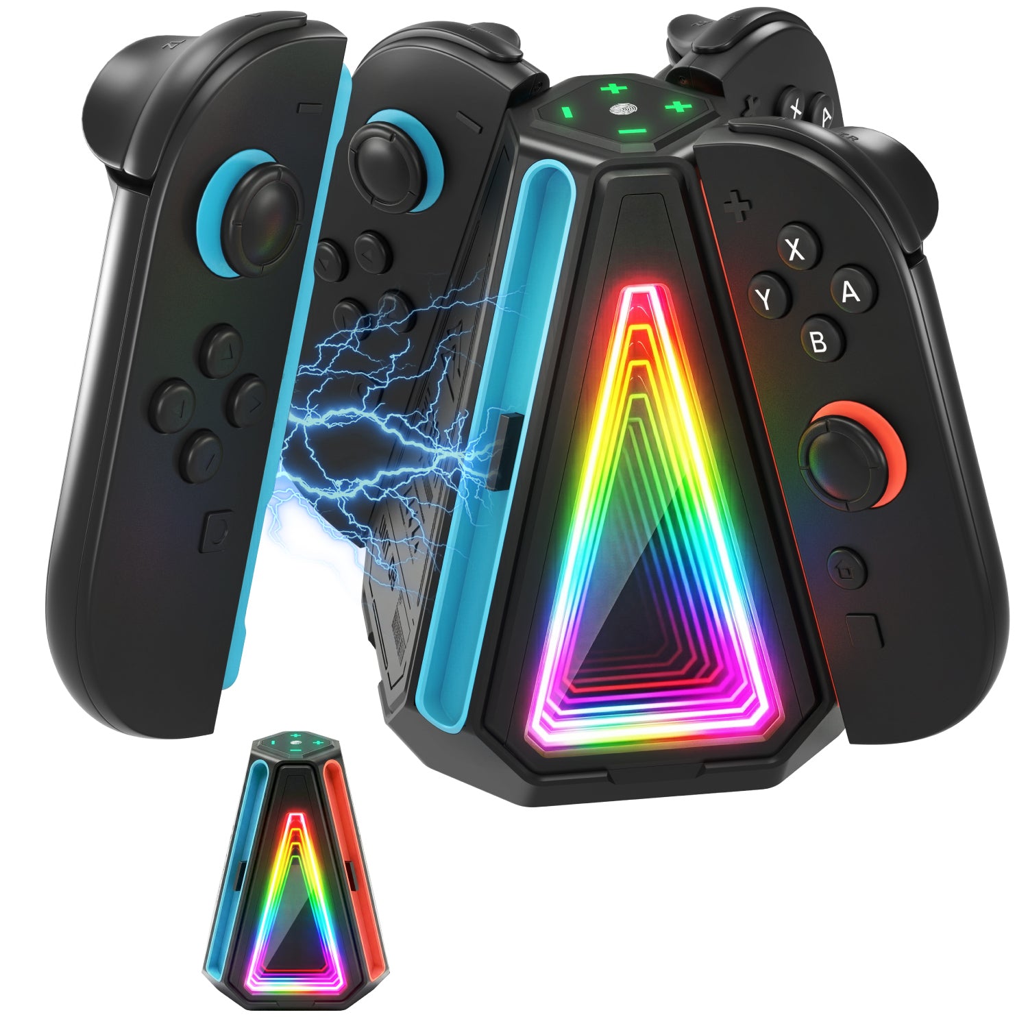 Fosmon For Nintendo Switch 2 Charger, Switch 2 Controller Charger, Switch 2 Charging Station, 4in1 Switch 2 Joy Con Charger RGB Switch 2 Charging Dock